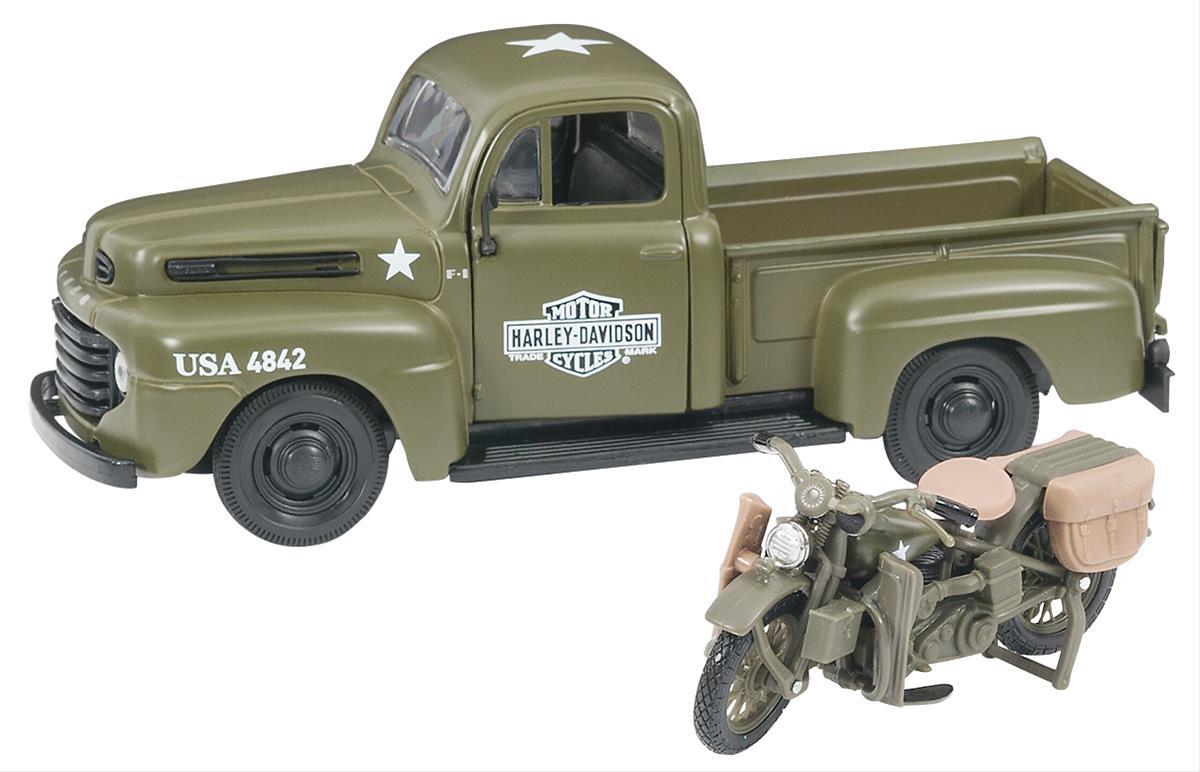 Maisto MSO-32185 1948 Ford F-1 & 1942 Harley-Davidson Wla Flathead Diecast Model 1:24 Scale