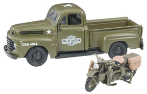 Maisto MSO-32185 1948 Ford F-1 & 1942 Harley-Davidson Wla Flathead Diecast Model 1:24 Scale