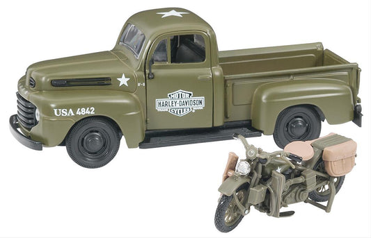 Maisto MSO-32185 1948 Ford F-1 & 1942 Harley-Davidson Wla Flathead Diecast Model 1:24 Scale