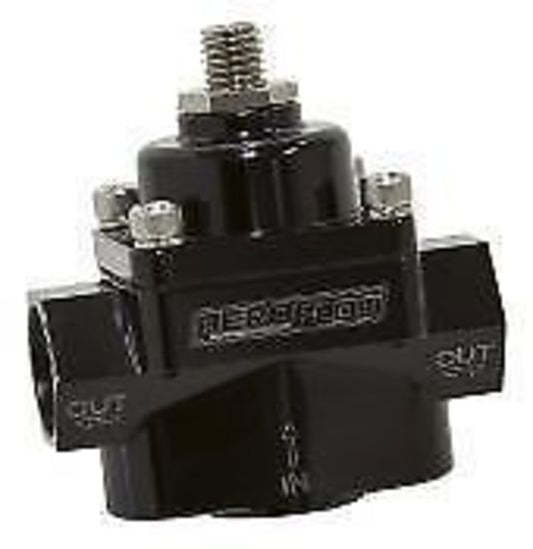 Aeroflow AF49-3000BLK Black Style Reg 4.5-9 Psi Adj Billet 1In 2 Out -8 ORB Port S  (Superceded to AF49-3001)