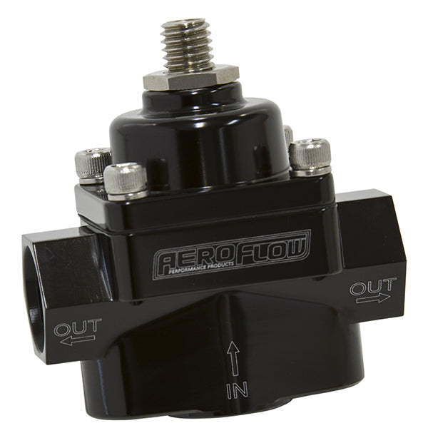 Aeroflow AF49-4001BLK Red Style Reg 1-4 Psi Adjusta Billet 1In 2 Out 3/8 NPT Port