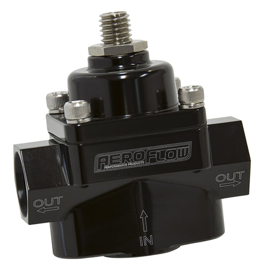 Aeroflow AF49-4001BLK Red Style Reg 1-4 Psi Adjusta Billet 1In 2 Out 3/8 NPT Port