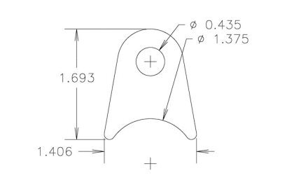 Meziere MZCT10618C Weld-On Flat Tab 4130 Steel suit 1-3/8" Tube w/ 7/16" Hole Qty: 4