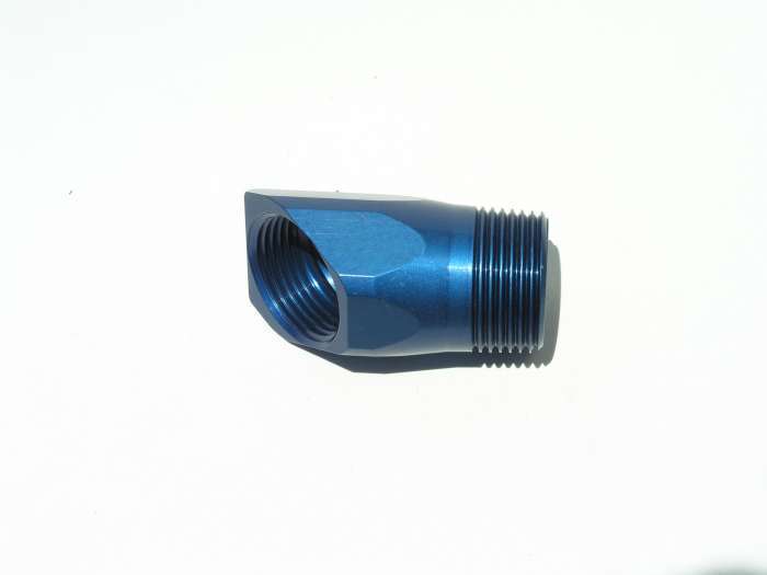 Meziere MZWP1045B Meziere 45¡ Inlet Fitting Adapter 1" Npt Male to 1" Npt Female Blue