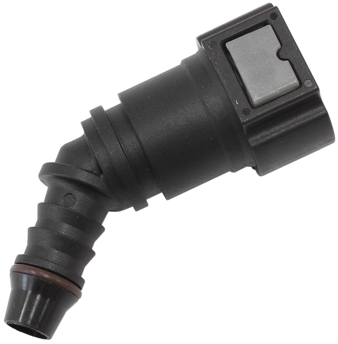 Aeroflow AF49-7011 PUSH ON 3/8" EFI FITTING TO 3/8" / 9.65MM BARB 45 DEGREE