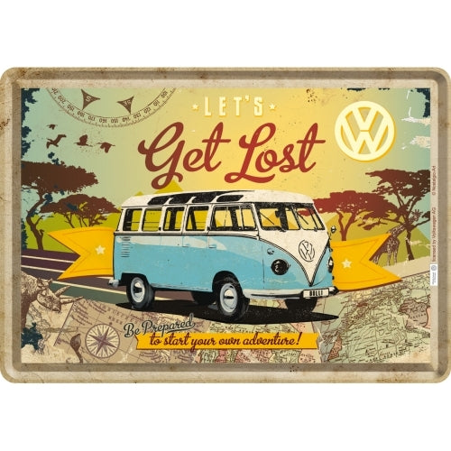 Nostalgic-Art 5110223 Metal Card Volkswagen Bulli Let's Get Lost