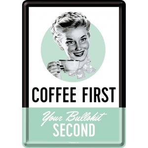 Nostalgic-Art 5110297 Metal Card Coffee First