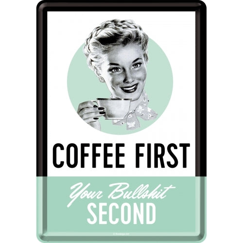 Nostalgic-Art 5110297 Metal Card Coffee First