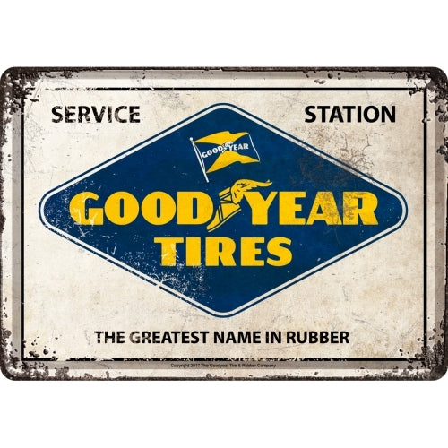 Nostalgic-Art 5110312 Metal Card Goodyear White Logo