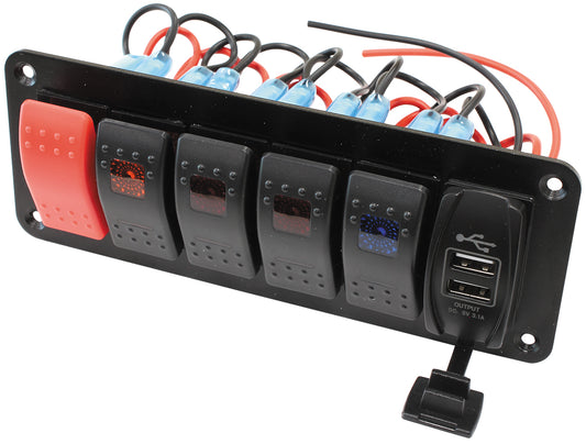 Aeroflow AF49-8000 Switch Panel 2x W/ Usb Start & 5 x On / Off Switches