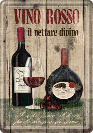 Nostalgic-Art 5116602 Metal Card Vino Rosso