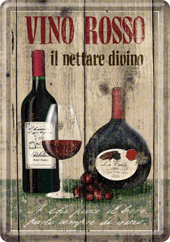 Nostalgic-Art 5116602 Metal Card Vino Rosso
