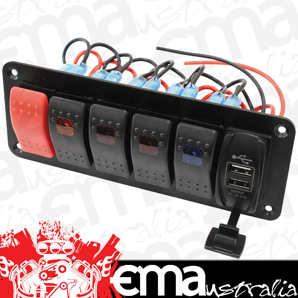 Aeroflow AF49-8000 Switch Panel 2x W/ Usb Start & 5 x On / Off Switches