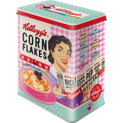 Nostalgic-Art 5130147 Tin Box Large Kellogg's Happy Hostess Corn Flakes