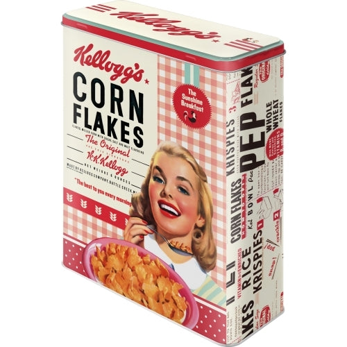 Nostalgic-Art 5130324 Tin Box XL Kelloggs - Girl Corn Flakes