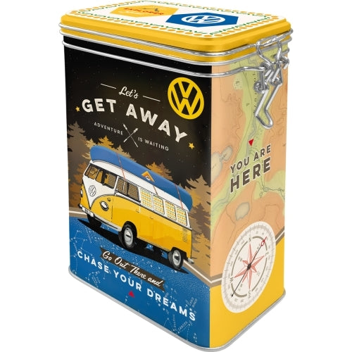 Nostalgic-Art 5131102 Clip Top Tin VW Bulli - Let's get Away!