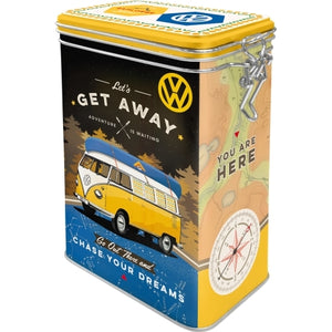 Nostalgic-Art 5131102 Clip Top Tin VW Bulli - Let's get Away!