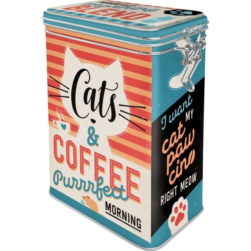 Nostalgic-Art 5131125 Clip Top Tin Cats & Coffee