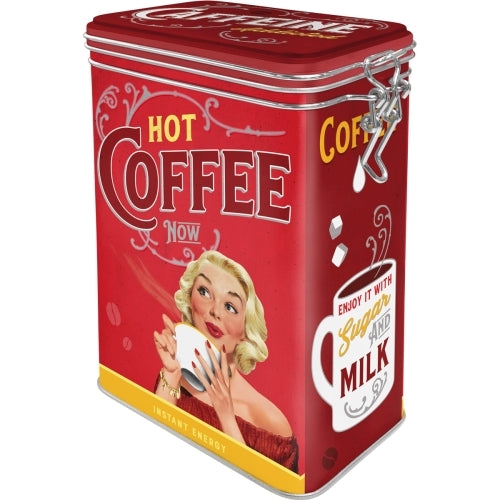 Nostalgic-Art 5131126 Clip Top Tin Hot Coffee Now
