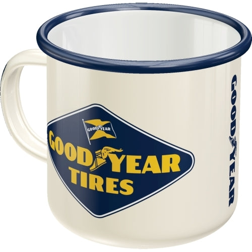 Nostalgic-Art 5143205 Enamel Mug Goodyear Logo White