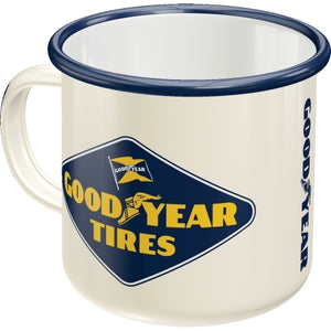 Nostalgic-Art 5143205 Enamel Mug Goodyear Logo White