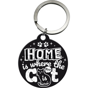 Nostalgic-Art 5148042 Keyring Round Home Is Where The Cat Is Black