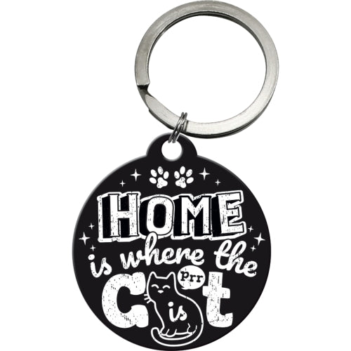 Nostalgic-Art 5148042 Keyring Round Home Is Where The Cat Is Black