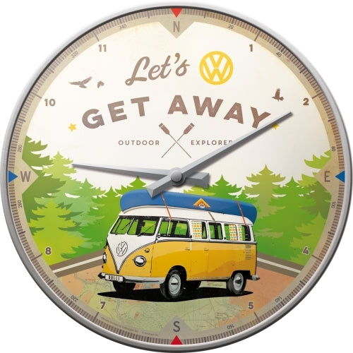 Nostalgic-Art 5151092 Wall Clock VW Bulli - Let's Get Away