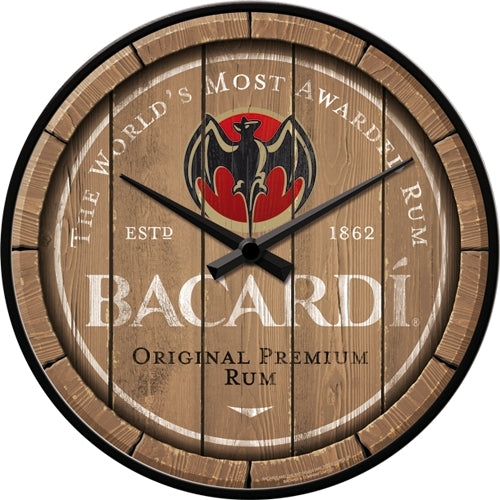Nostalgic-Art 5151201 Wall Clock Bacardi Wood Barrel