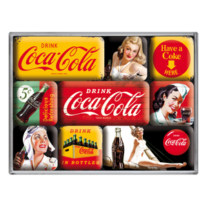 Nostalgic-Art 5183072 Magnet Set Coca Cola Yellow/Red