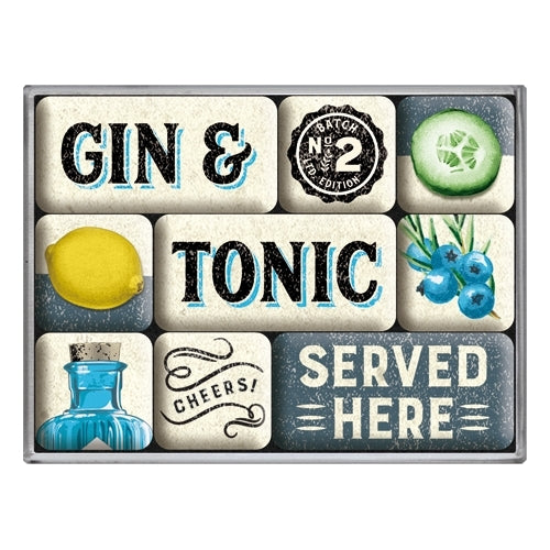 Nostalgic-Art 5183116 Magnet Set Gin & Tonic Served Here