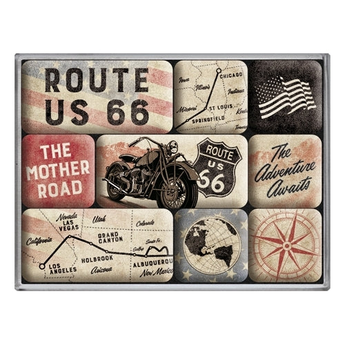 Nostalgic-Art 5183117 Magnet Set Route 66 Bike Map