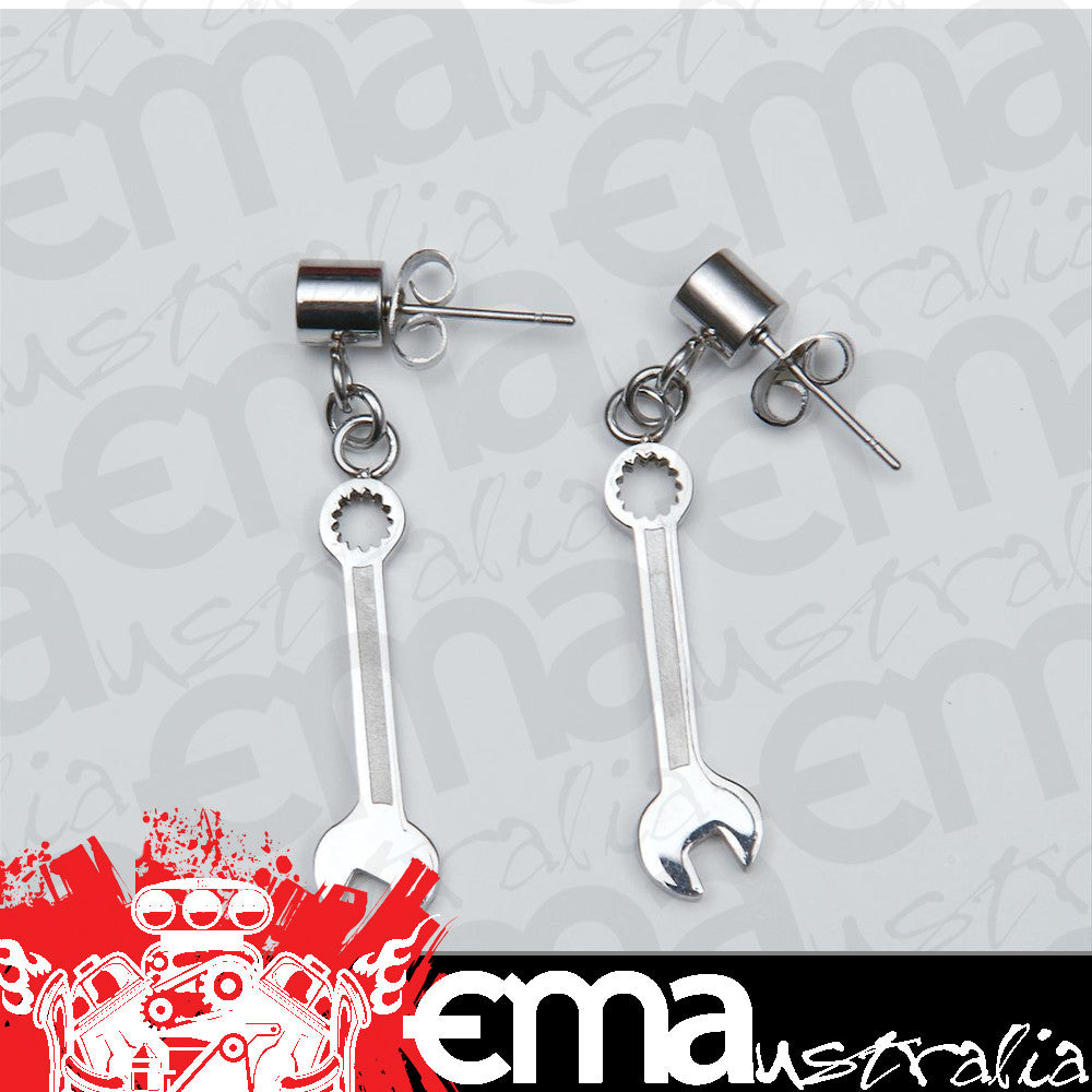 Hotrod Hardware NFI-5001 Womens Combination Wrench Earrings - Polished Stainless Steel
