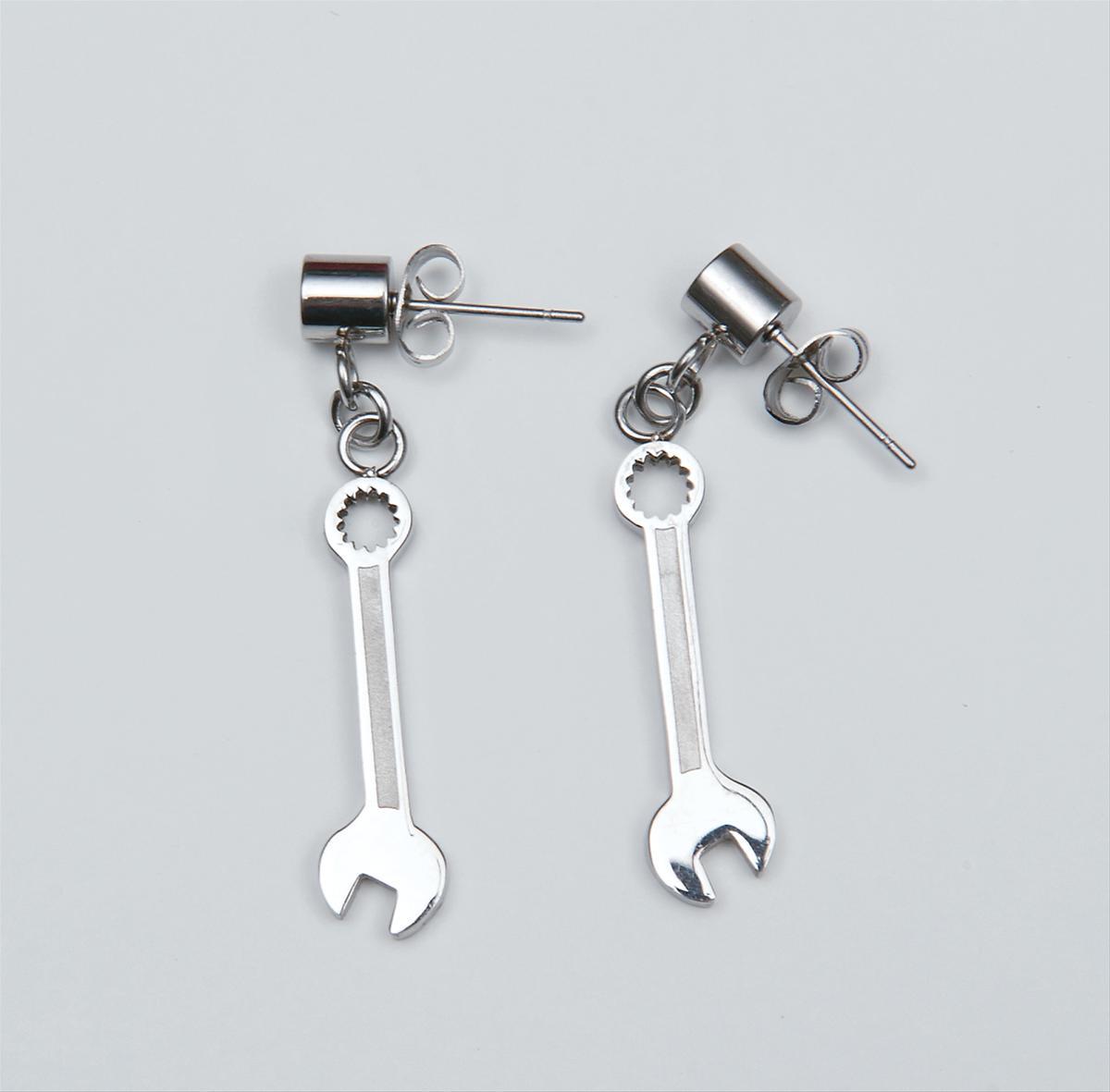 Hotrod Hardware NFI-5001 Womens Combination Wrench Earrings - Polished Stainless Steel