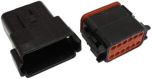 Aeroflow AF49-9012 Weathertight 12 Pin Connector Kit Deutsch Dt Style Black