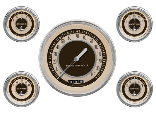Classic Instruments NT54SLC Nostalgia VT 4 - 5/8" Speedo, 2-1/8" Fuel, Oil, Temp