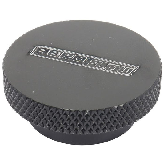 Aeroflow AF55-1009BLK Black Billet Air Cleaner Nut 1/4" UNC Low profile with a tall step down to suit Full Flow Air Cleaner Lid