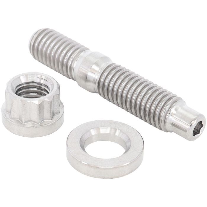 Aeroflow Performance AF55-2000 M8 x 1.25mm Titanium Stud, Nut and Washer Kit Sold as One Stud, One Flat Washer and One 12 Point Nut