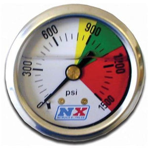 Nitrous Express NX15508 Gauge Nitrous Pressure 0-1500 PSI 1 3/4" Analog Mechanical White Face (each)