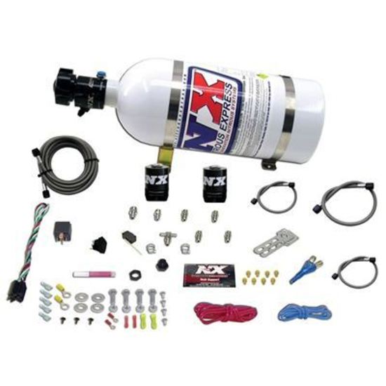 Nitrous Express NX20923-10 Nitrous Oxide System Efi Single Nozzle Wet 150 HP 10 lb Bottle White Sport Compact Kit