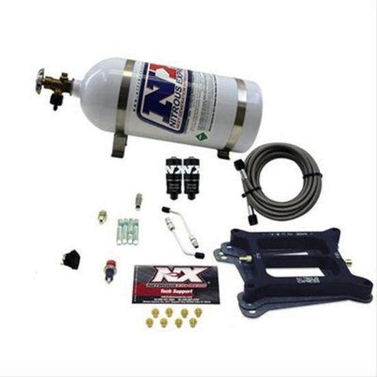 Nitrous Express NX40040-10 Nitrous Oxide System Hitman Wet 100-200 HP 10 lb Bottle White Square Bore 4-Barrel Kit