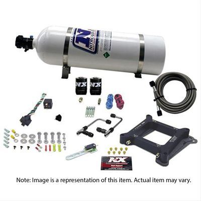 Nitrous Express NX60040-15 Nitrous Oxide System Gemini Stage 6 Wet 50-300 HP 15 lb Bottle White Square Bore 4-Barrel Kit