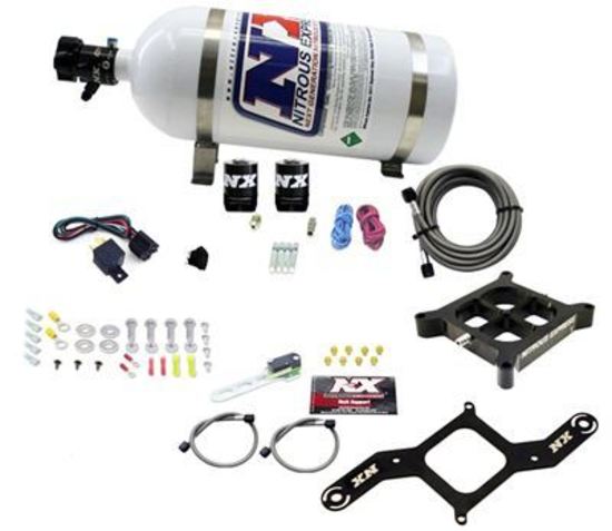 Nitrous Express 63840-12 4150 SINGLE ENTRY CROSSBAR PLATE SYSTEM, RNC (250-750HP) W/COMPOSITE BOTTLE