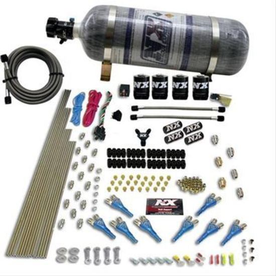 Nitrous Express NX90006-12 Nitrous System Shark Direct Port Nitrous System 8 Cyl. 200-600 WHP Gasoline 4 Solenoids w/12 lb Bottle