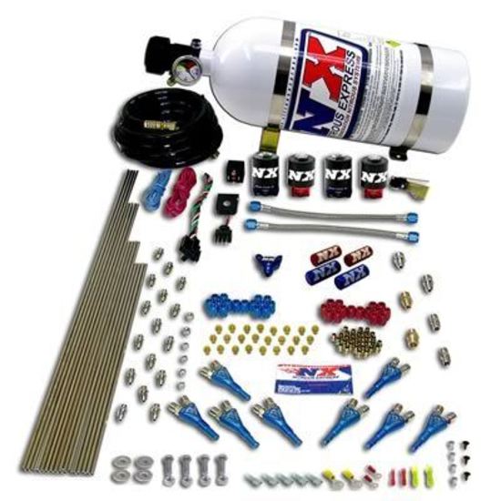 Nitrous Express NX90065-10 Nitrous System 10 lb Bottle Pro-Shk/Alc 250-350-450-550-650 HP 4 Solenoids Kit
