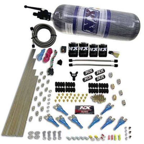 Nitrous Express NX90506-12 8 Cyl Shark Direct Port 4 Solenoids w/ Composite Bottle (200-600HP Jetting)