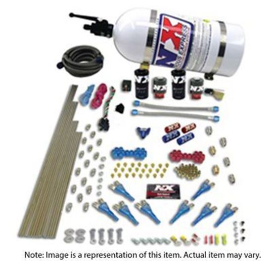 Nitrous Express NX90506-15 8 Cyl Shark Direct Port 4 Solenoids w/ 15lb Bottle (200-600HP Jetting)