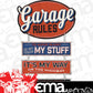 ORB-90166768 Garage Rules Linked Steel Sign 12" x 19"