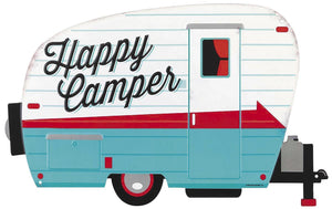 ORB-90168460 Happy Camper Trailer Embossed Steel Sign 16" x 10"