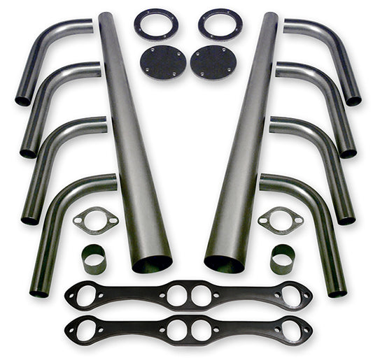 Patriot Exhaust PATH8001 Lakester Weld-Up Header Kit suit SB Chev 1-5/8" Primary Pipe w/ 3-1/2" Collector Oval Port